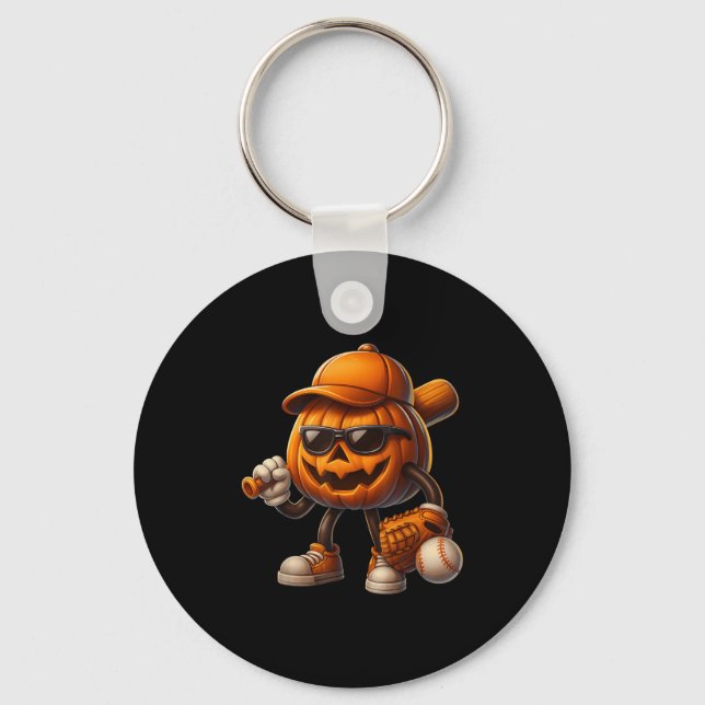 Spooky Jack O Lantern Baseball Halloween Costumes  Key Ring (Front)