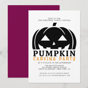 Spooky Jack O Lantern Halloween Carving Party Invitation