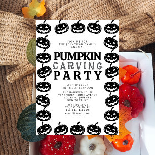 Spooky Jack O Lantern Halloween Carving Party Invitation