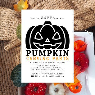 Spooky Jack O Lantern Halloween Carving Party Invitation
