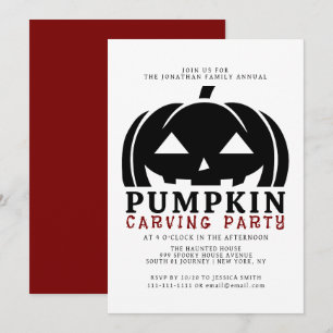 Spooky Jack O Lantern Halloween Carving Party Invitation