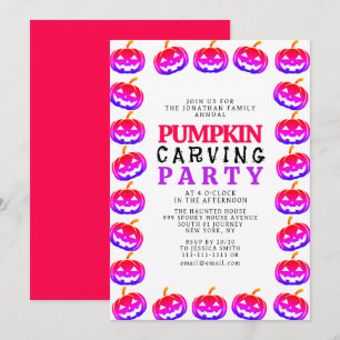 Spooky Jack O Lantern Halloween Carving Party Invitation