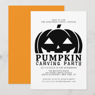 Spooky Jack O Lantern Halloween Carving Party Invitation