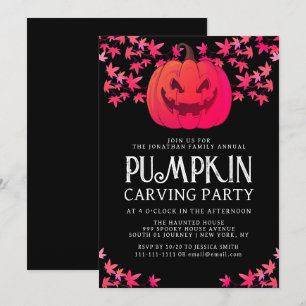 Spooky Jack O Lantern Halloween Carving Party Invitation