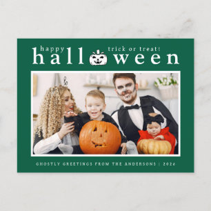 Spooky Jack-o'-lantern Happy Halloween 1 Photo Holiday Postcard