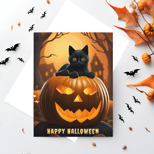Spooky Jack-O-Lantern Happy Halloween Postcard
