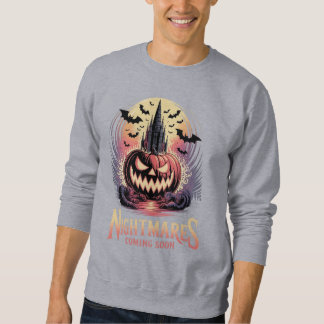 Spooky Jack-o'-Lantern & Haunted Castle Illustrati Sweatshirt