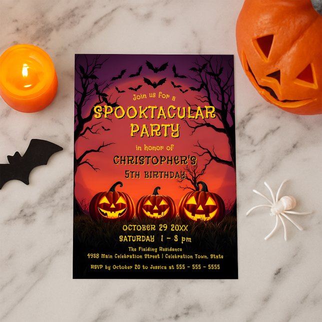 Spooky Jack O Lantern Kids Halloween Birthday Invitation (Creator Uploaded)