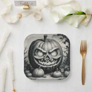 Spooky Jack-o'-lantern Paper Plate