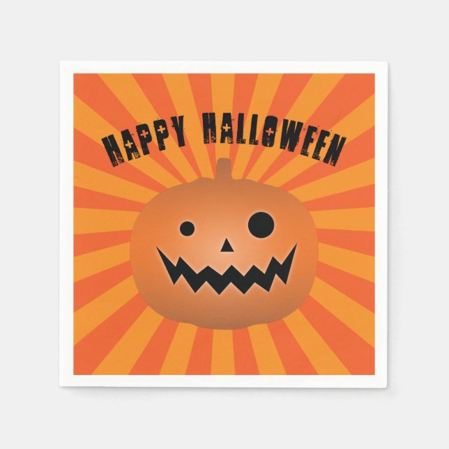 Spooky Jack O Lantern Pumpkin Halloween Party Napkin (Front)