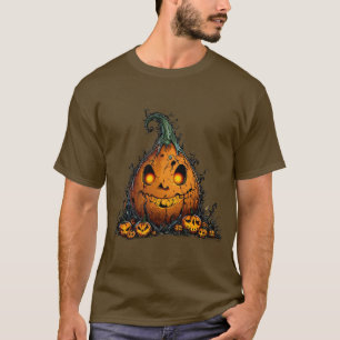 Spooky Jack O’Lantern Pumpkin with Glowing Eyes T-Shirt