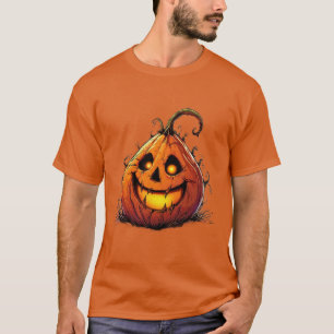 Spooky Jack O’Lantern Pumpkin with Glowing Eyes T-Shirt