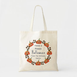 Spooky Jack o Lantern Wreath Halloween Trick Treat Tote Bag