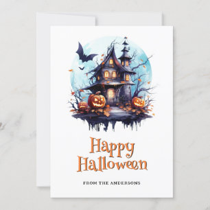 Spooky Jack O’Lanterns Bats Ghost Halloween Card