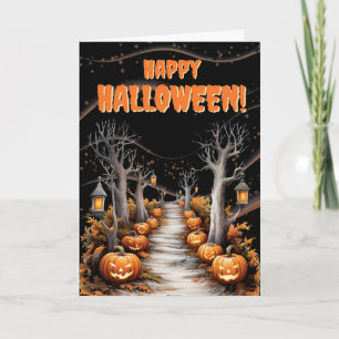 Spooky Jack-o'Lantern Lane Halloween Holiday Card