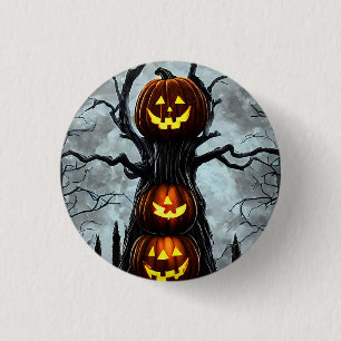 spooky jacko lantern pumpkin tree fantasy Dark art 3 Cm Round Badge