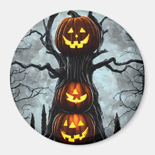 spooky jacko lantern pumpkin tree fantasy Dark art Magnet