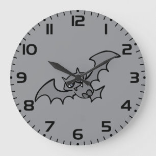 Spooky Kawaii Evil Vampire Bat Large Clock