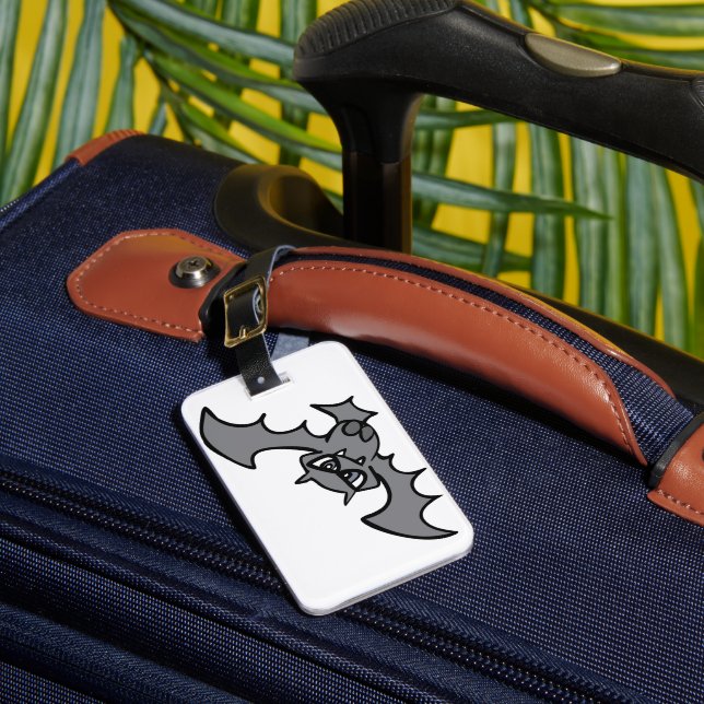 Spooky Kawaii Evil Vampire Bat Luggage Tag (Front Insitu 1)