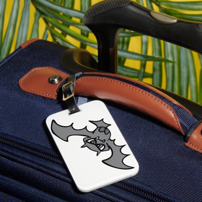 Spooky Kawaii Evil Vampire Bat Luggage Tag (Front Insitu 1)