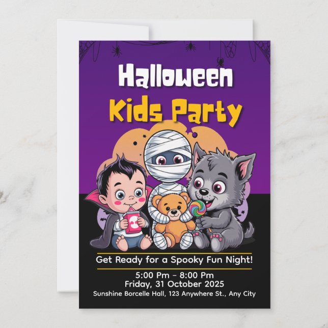 Spooky Kids Halloween Party Invitation (Back)