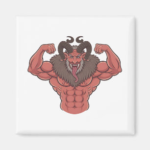 Spooky Krampus Christmas Flexing Muscle Fitness Magnet