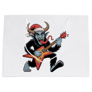 Spooky Krampus Guitar Electric Rock Christmas Large Gift Bag