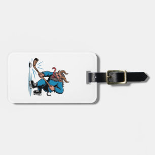 Spooky Krampus Playing Ice Hockey Christmas  Luggage Tag