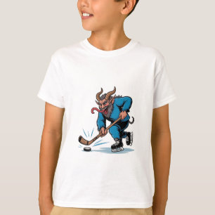 Spooky Krampus Playing Ice Hockey Christmas  T-Shirt