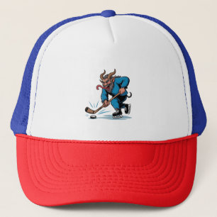 Spooky Krampus Playing Ice Hockey Christmas Trucker Hat