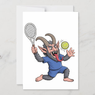 Spooky Krampus Playing Tennis Christmas Magnetic Invitation