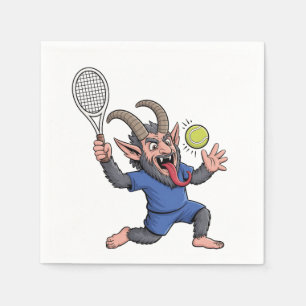 Spooky Krampus Playing Tennis Christmas Napkin