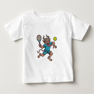 Spooky Krampus Playing Tennis Christmas Sport  Baby T-Shirt