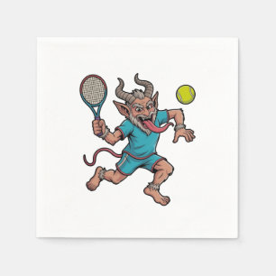 Spooky Krampus Playing Tennis Christmas Sport Napkin