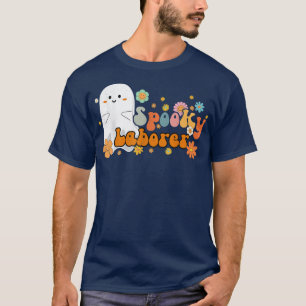 Spooky Laborer Retro Groovy Cute Ghost Halloween T-Shirt