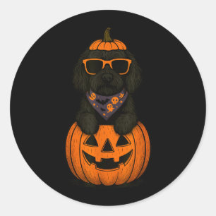 Spooky Labradoodle Pumpkin Halloween Dog Lover Classic Round Sticker