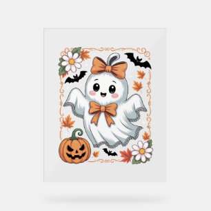 Spooky Lace Ghost Halloween Acrylic Sign