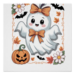 Spooky Lace Ghost Halloween Poster