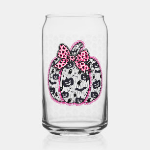 Spooky Lace Halloween Pumpkin Coquette Can Glass