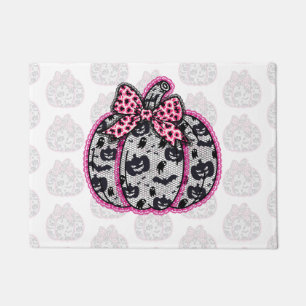 Spooky Lace Halloween Pumpkin Coquette Doormat