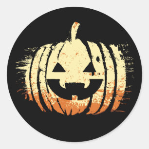 Spooky Laughing Pumpkin Head   Halloween Classic Round Sticker