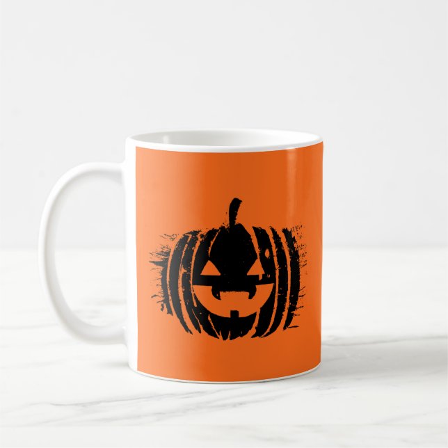 Spooky Laughing Pumpkin Head | Halloween Coffee Mug (Left)