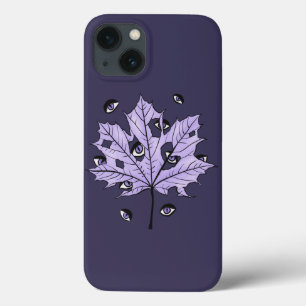 Spooky Leaf Eyes Purple Gothic Art iPhone 13 Case