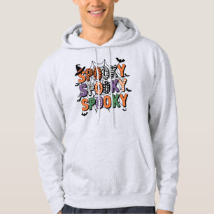 Spooky Lettering Witch Hat and Bats Halloween Hoodie
