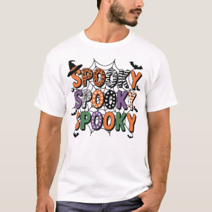 Spooky Lettering Witch Hat and Bats Halloween T-Shirt