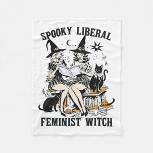 Spooky Liberal Feminist Witch Halloween Librarian  Fleece Blanket