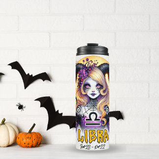 Spooky Libra Zodiac Halloween Birthday Gift  Thermal Tumbler