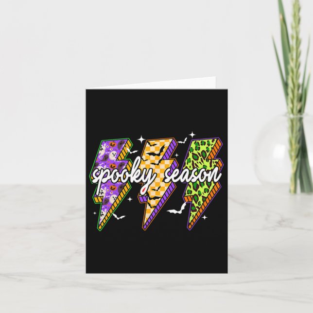 Spooky Lightning Bolt Funny Halloween Spooky Seaso Card (Front)