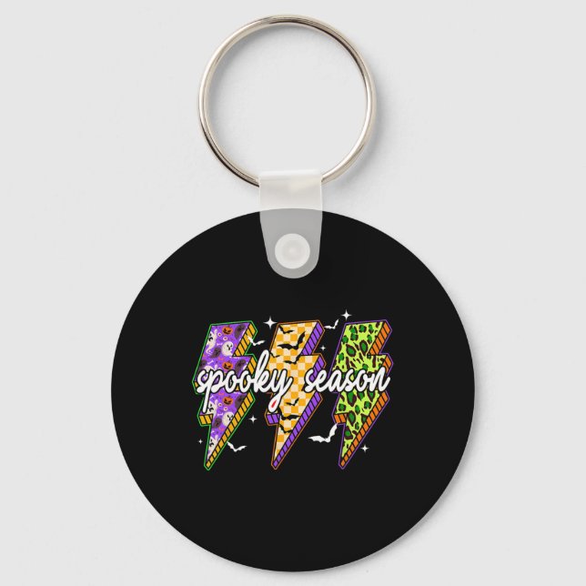 Spooky Lightning Bolt Funny Halloween Spooky Seaso Key Ring (Front)