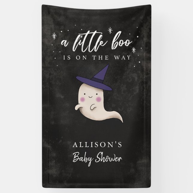 Spooky Little Boo Girl Baby Shower Banner (Vertical)